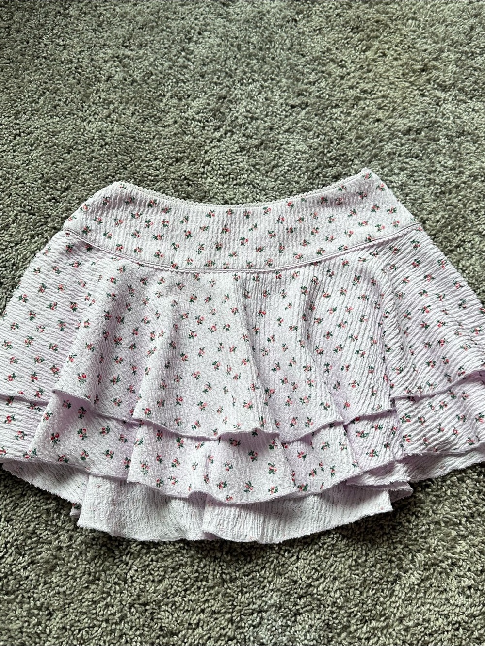Dolls Kill Lilac Mini Skirt with Tiny Rose Print